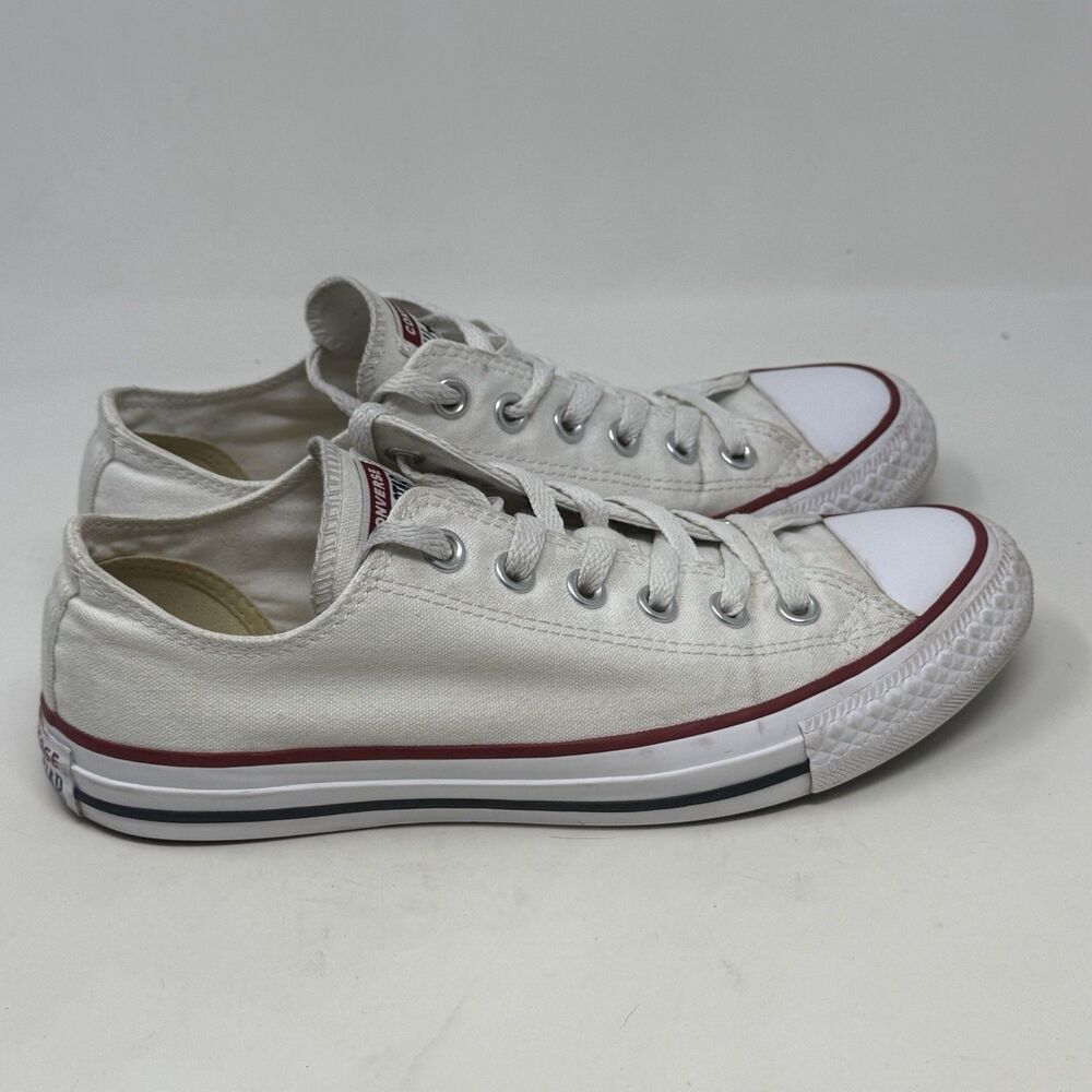 Converse All Star Shoes Womens 8 White Canvas Low Top Unisex Retro Sneakers